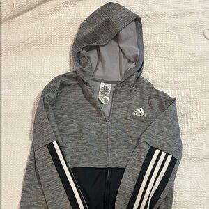 Adidas Kids Two-Tone Gray and Black Hoodie